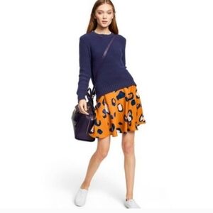 3.1 Phillip Lim For Target Leopard Print Mustard Skater Skirt Size 16